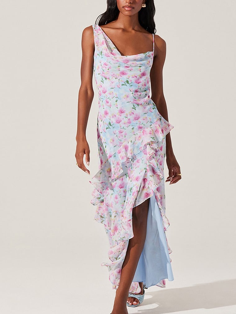 Victoria's Secret, Astr The Label Levina Dress, Blue Floral, onModelFront, 1 of 4