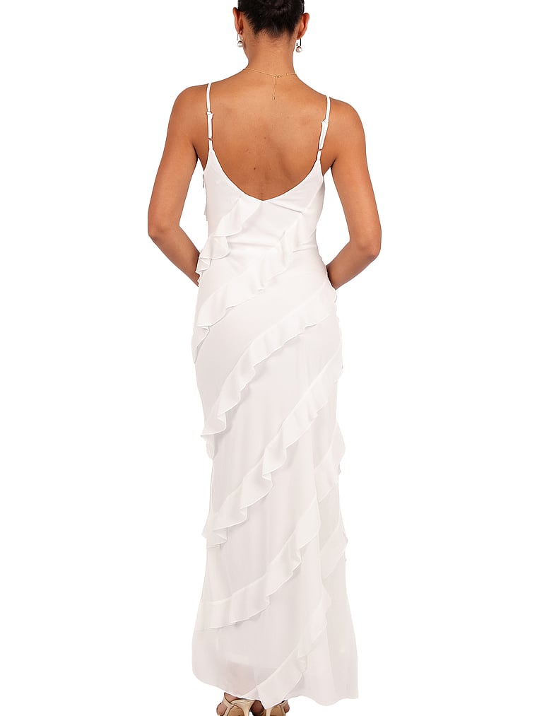 Victoria's Secret, Petal & Pup Ciao Ruffles Maxi Dress, White, onModelBack, 2 of 4