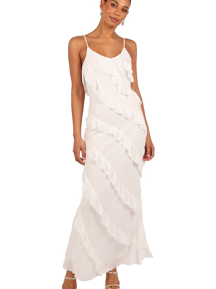 Victoria's Secret, Petal & Pup Ciao Ruffles Maxi Dress, White, onModelFront, 1 of 4