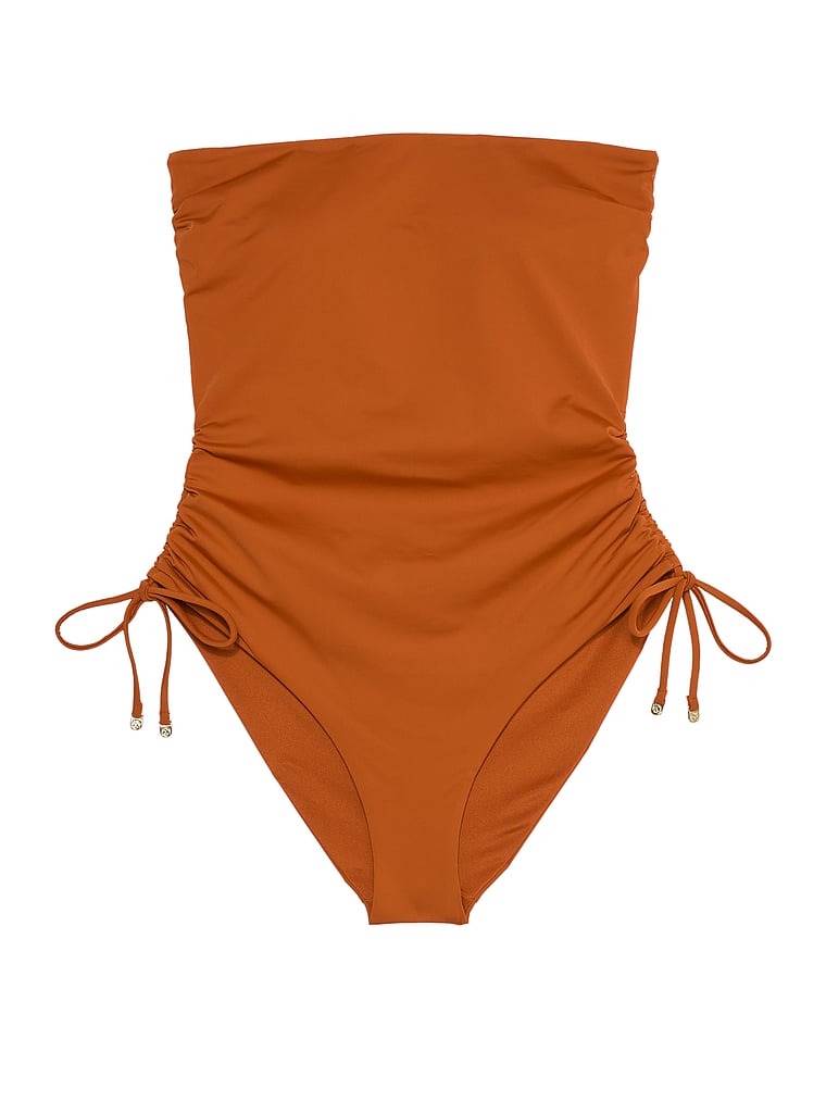 Victoria's Secret, Victoria's Secret Swim Essential Strapless Ruched One-Piece Swimsuit, Apple Cinnamon, offModelFront, 3 of 3