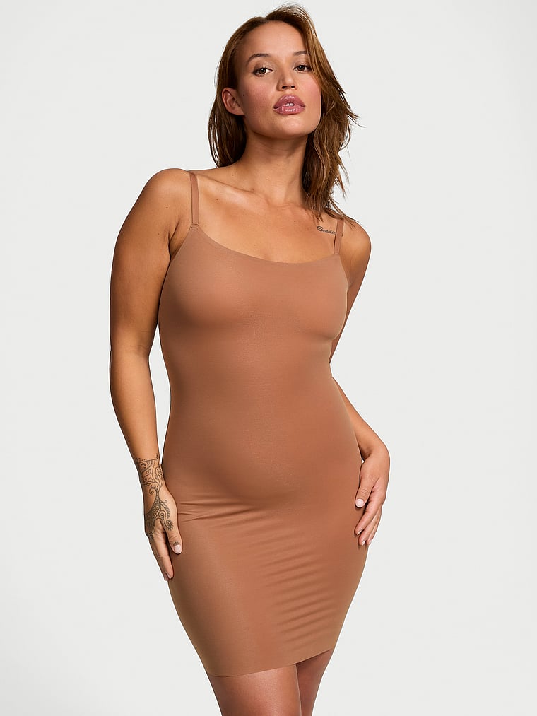 Victoria's Secret, Victoria's Secret Shapewear by Victoria SheerSmoothing™ Slip, Caramel, onModelFront, 3 of 4