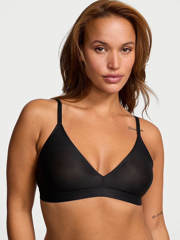 Victoria's Secret, Victoria's Secret Shapewear by Victoria SheerSmoothing™ Bralette, Black, onModelFront, 1 of 3