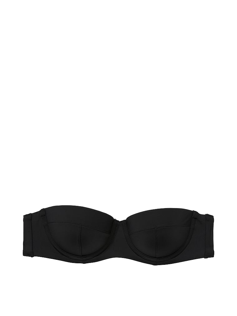 Victoria's Secret, Victoria's Secret Swim Essential Uplift Strapless Bikini Top, Pure Black, offModelFront, 3 of 3