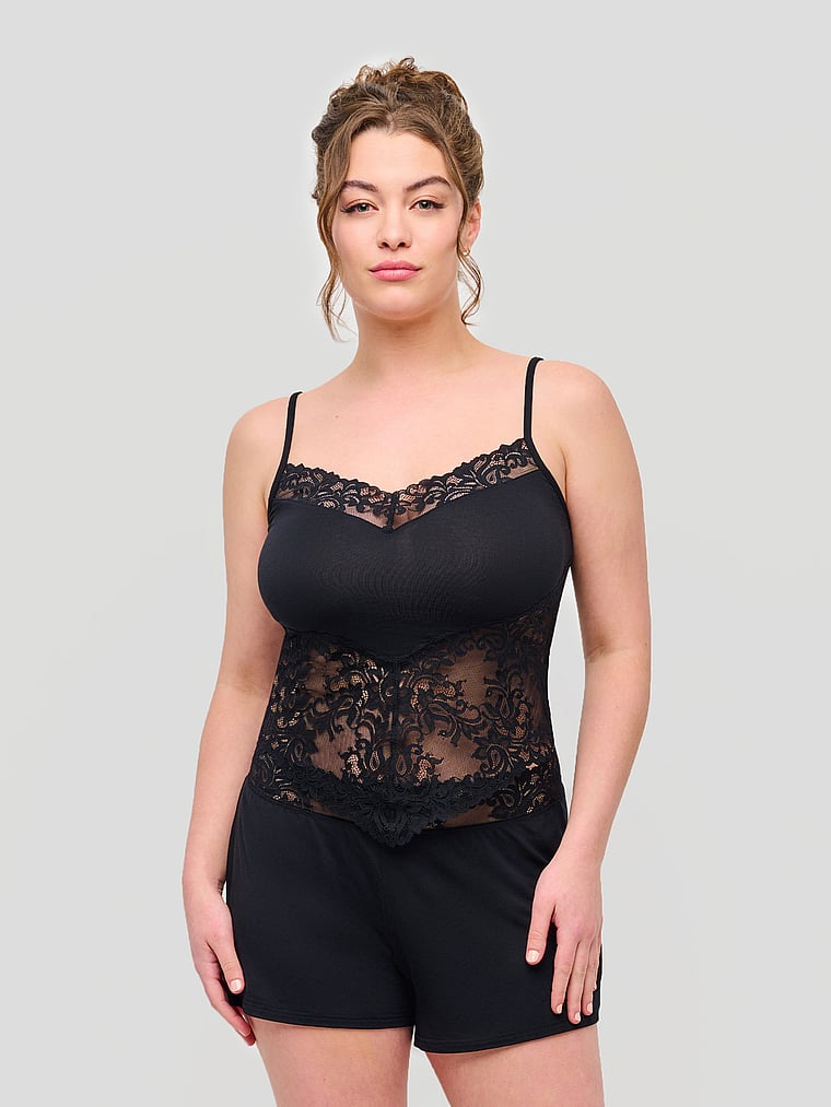 Victoria's Secret, Cosabella Carmela Cami & Boxer Set, Black, detail, 3 of 3