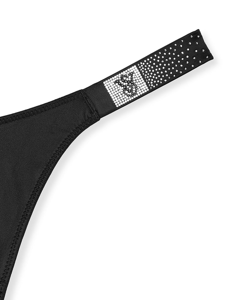 Victoria's Secret, Very Sexy Double Shine Strap Smooth Thong Panty, Black, detail, 4 of 5