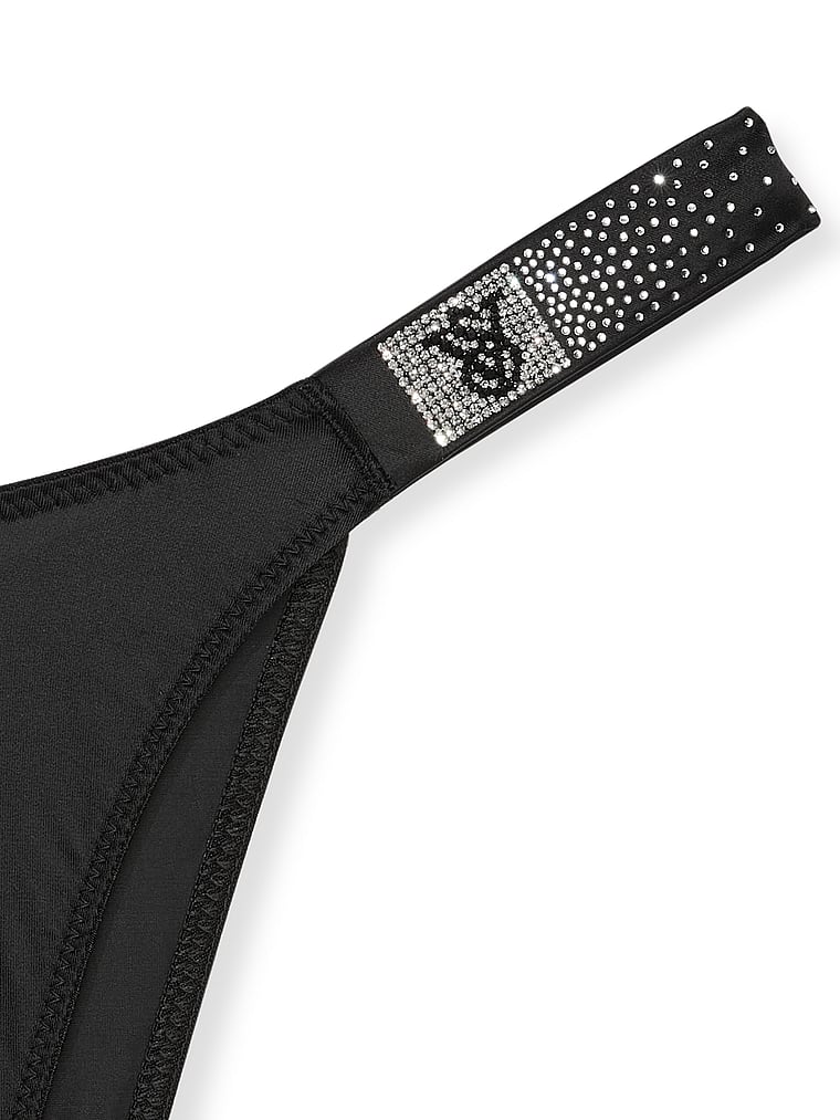 Victoria's Secret, Very Sexy Electric Orchid Shine Strap Brazilian Panty, Black, detail, 5 of 5
