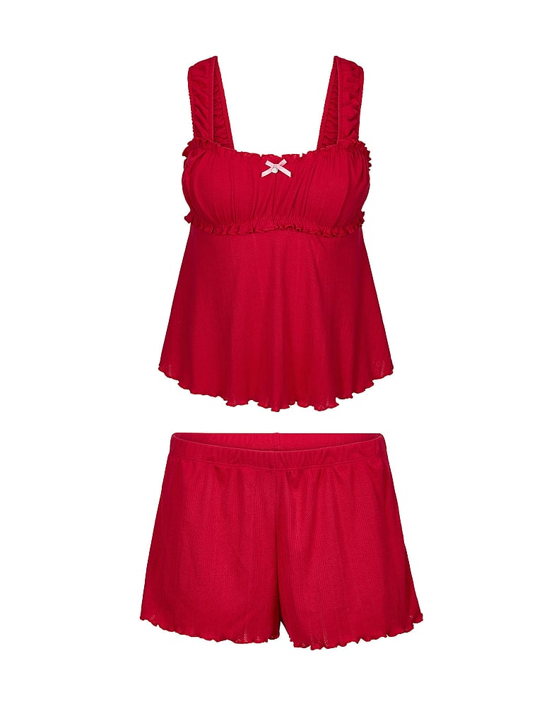Victoria's Secret, Adore Me Leanore Sleep Set, Jester Red, detail, 3 of 3