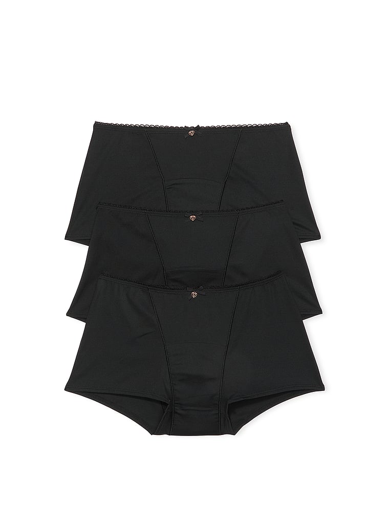Victoria's Secret, Body by Victoria 3-Pack Smooth Period Boyshort Panties, Black, offModelFront, 1 of 1