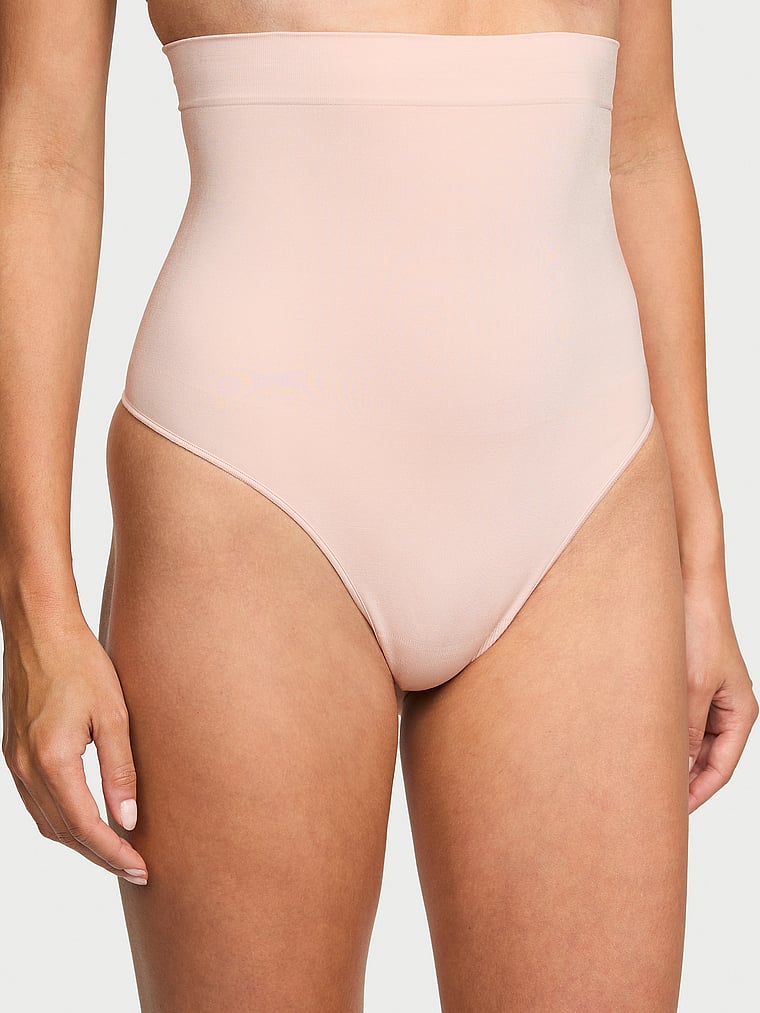 Victoria's Secret, Victoria's Secret Shapewear by Victoria SeamlessShaping™ High-Waist Thong Panty, Glaze, onModelFront, 1 of 4