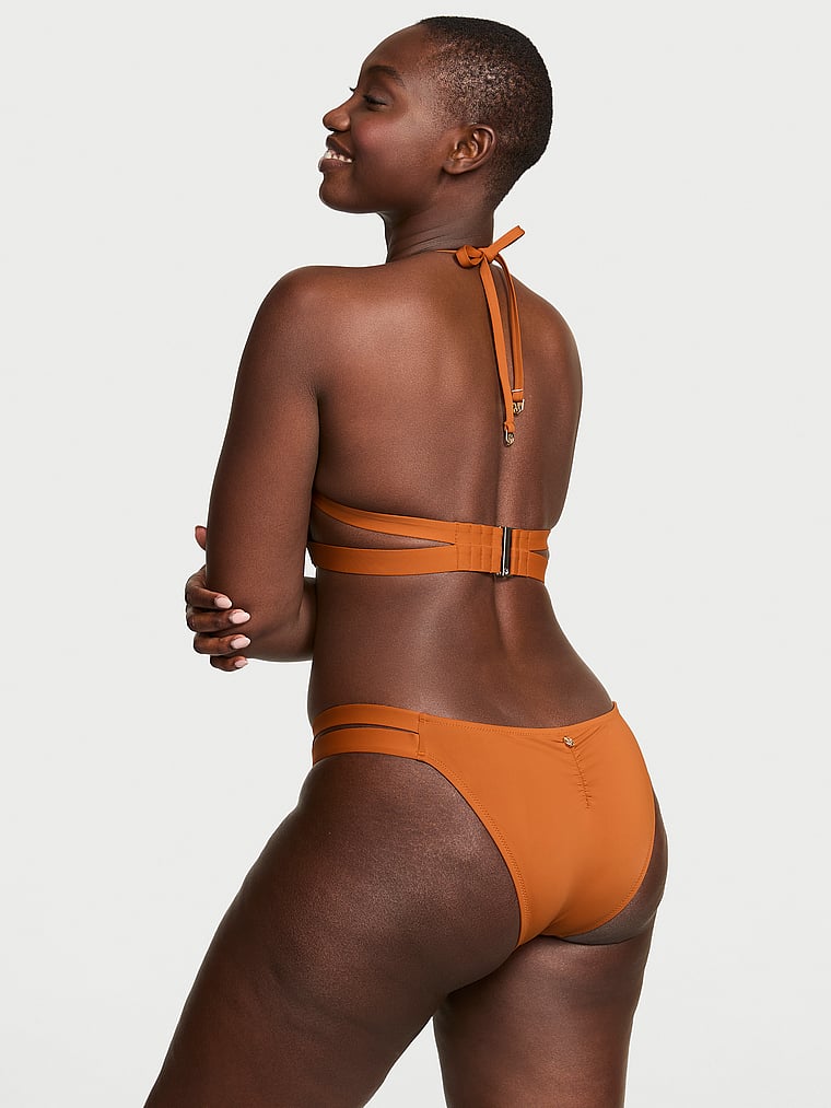 Victoria's Secret, Victoria's Secret Swim Essential Banded Brazilian Bikini Bottom, Apple Cinnamon, onModelFront, 1 of 3 Arame is 5'11" and wears Large