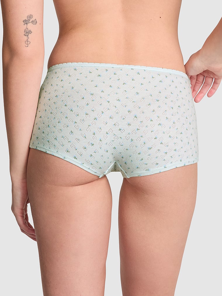 PINK Cotton  Boyshort Panty, Bliss Floral Print, onModelBack, 2 of 4