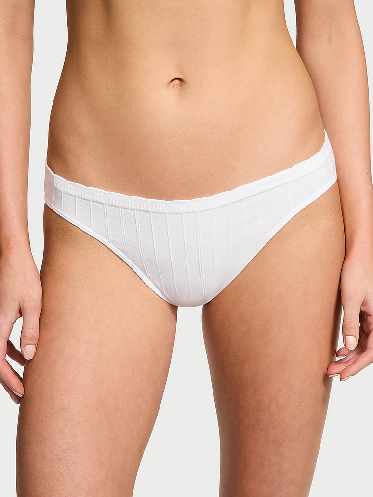 Victoria's Secret, Victoria's Secret Stretch Cotton Rib Bikini Panty, Vs White, onModelFront, 1 of 3 Aga is 5'10" and wears Small