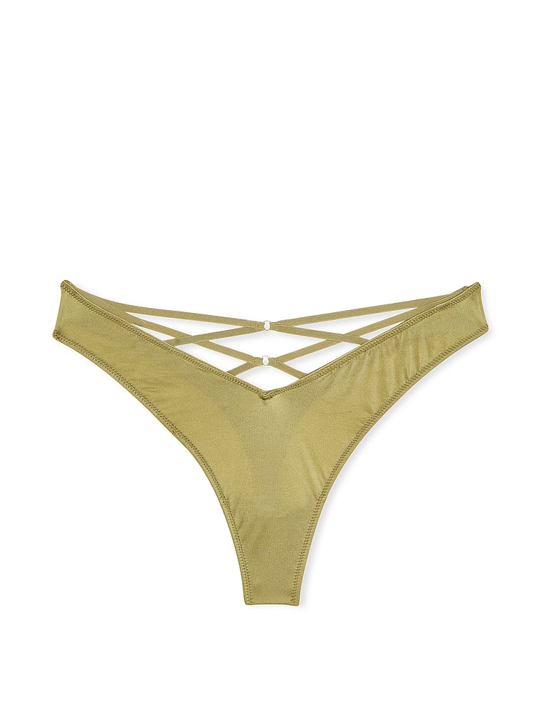 Victoria's Secret Very Sext Starstruck High-Leg Thong - Gray, Strappy Back With Star Hardware