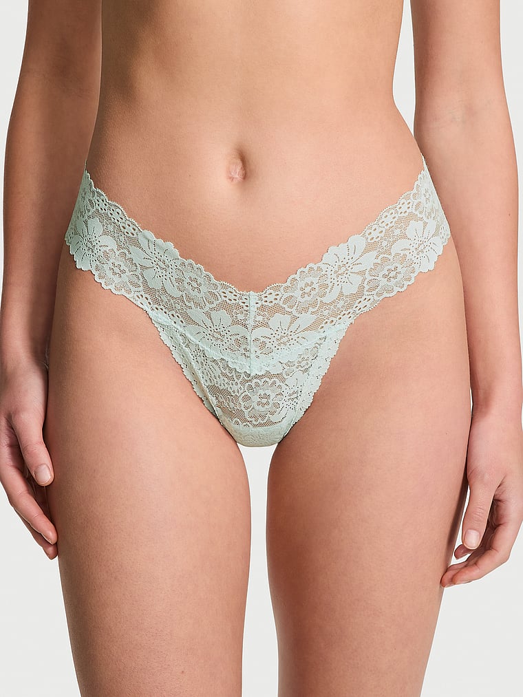 PINK PINK Wink™ Wide-Waist Thong Panty, Bliss, onModelFront, 1 of 3 Mari is 5'7" and wears Small