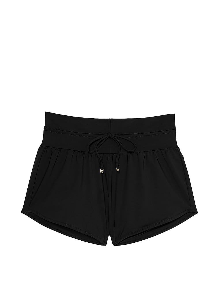 Victoria's Secret, Victoria's Secret Swim Beachwear Swim Shorts, Pure Black, offModelFront, 1 of 3