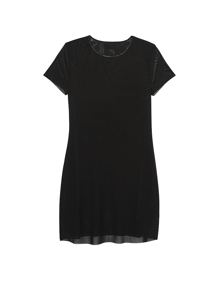 Victoria's Secret, Victoria's Secret Swim Beachwear Mesh Mini Dress, Pure Black, offModelFront, 1 of 3