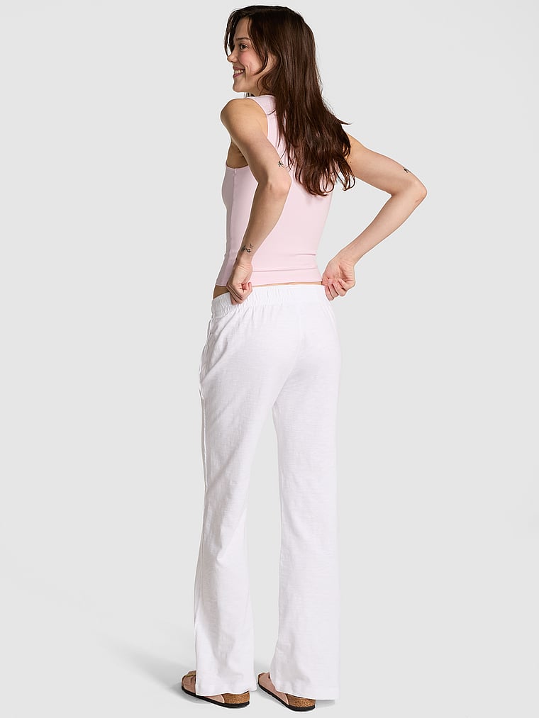 PINK Lightweight Lounge Flare Pants, Vs White, onModelBack, 2 of 3 Sofia is 5'10" and wears Small