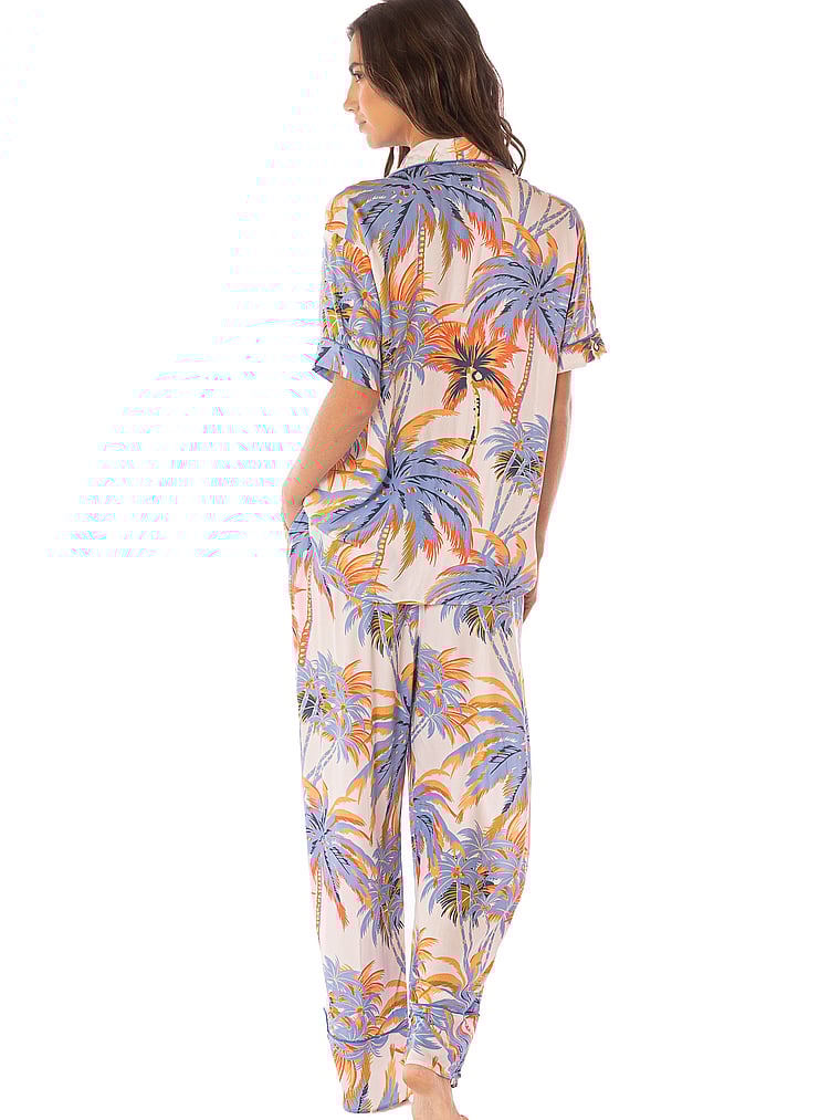 Victoria's Secret, Maaji Dandelion Short-Sleeve Top & Pants Set, Floral, onModelBack, 2 of 3