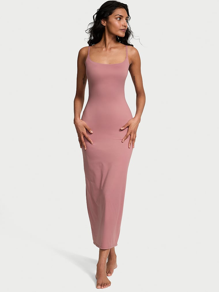 Victoria's Secret, Victoria's Secret Bodywear by Victoria with FeatherSoft™ Innovation Maxi Slip Dress, Nostalgia Rose , onModelFront, 2 of 4