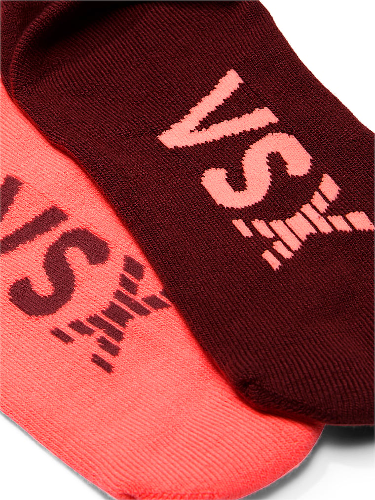 Victoria's Secret, Victoria's Secret VSX 2-Pack Quarter Socks, Russet and Coral, detail, 2 of 2
