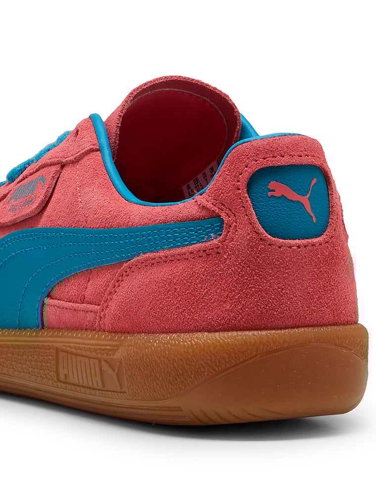 Puma Palermo Leather Sneakers, Peach Frost-Tropical Blue, offModelFront, 3 of 4