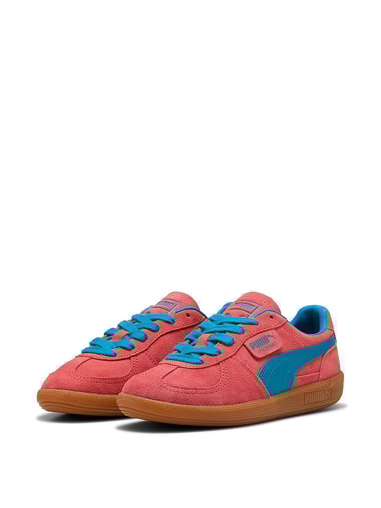 Puma Palermo Leather Sneakers, Peach Frost-Tropical Blue, onModelBack, 2 of 4