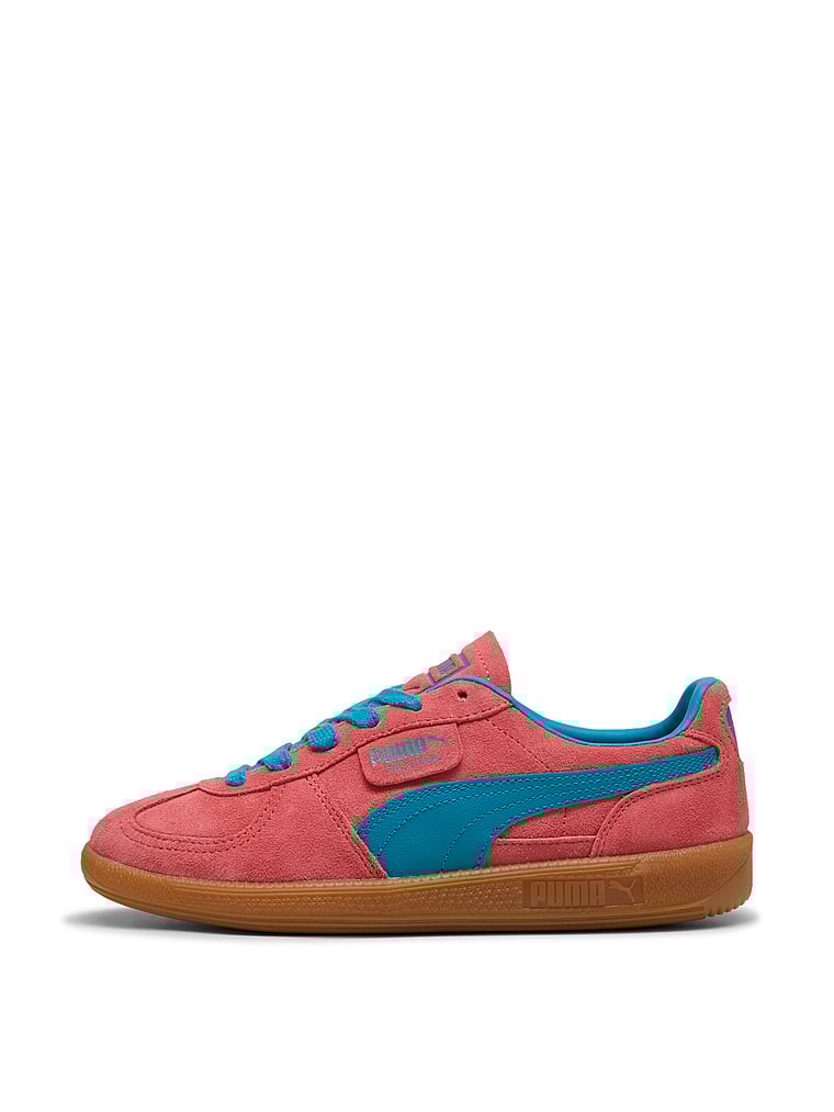Puma Palermo Leather Sneakers, Peach Frost-Tropical Blue, onModelFront, 1 of 4
