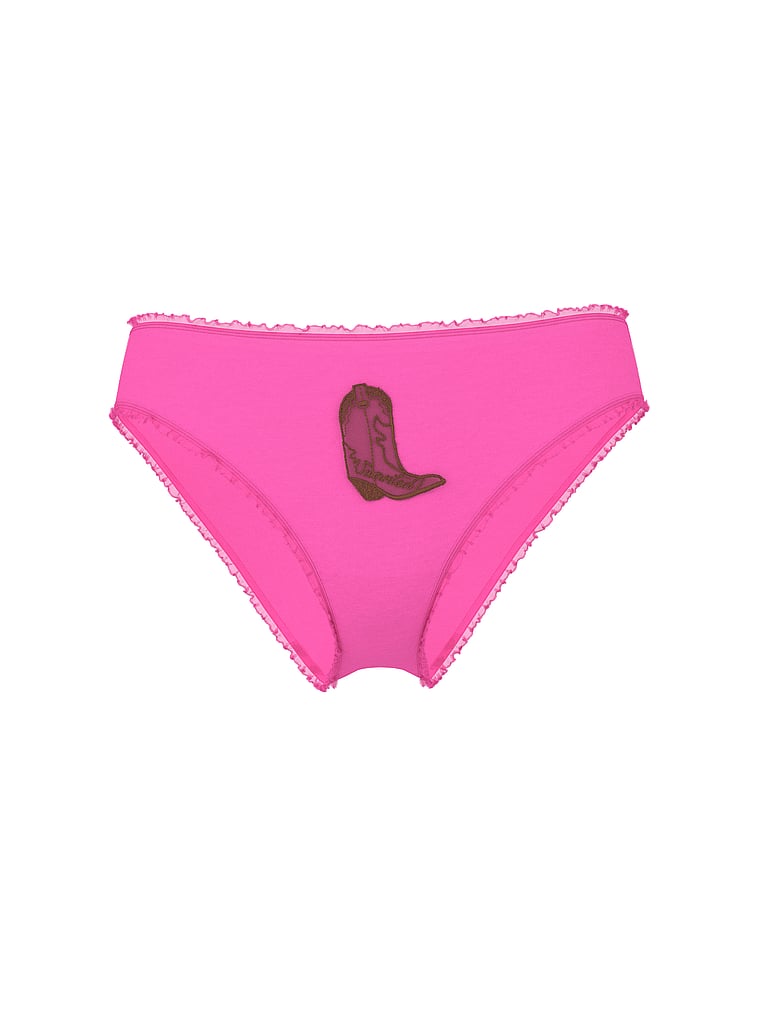 PINK Cotton Cheeky Panty, Pink with Boot Patch, offModelFront, 3 of 3