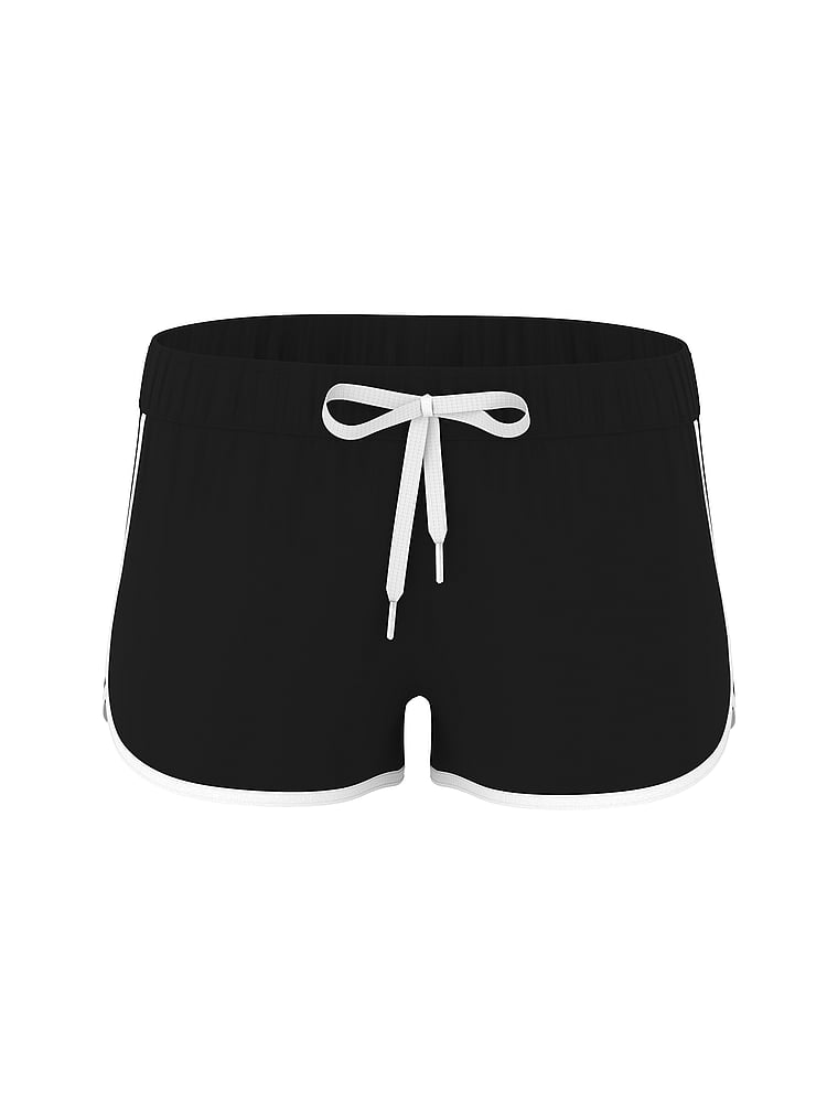 PINK Soft Modal Micro Shorts, Pure Black, offModelFront, 3 of 4