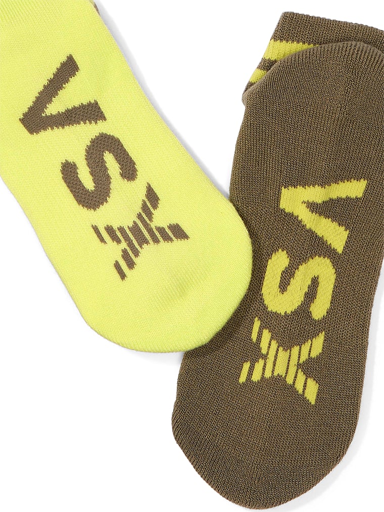 Victoria's Secret, Victoria's Secret VSX 2-Pack Ankle Socks, Desert Cactus and Lime, detail, 2 of 2