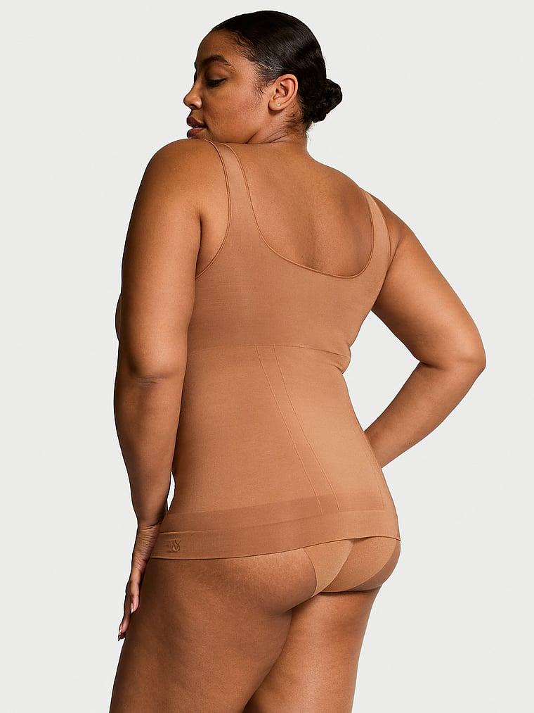 Victoria's Secret, Victoria's Secret Shapewear by Victoria SeamlessShaping™ Cinched Tank Top, Caramel, onModelBack, 2 of 3