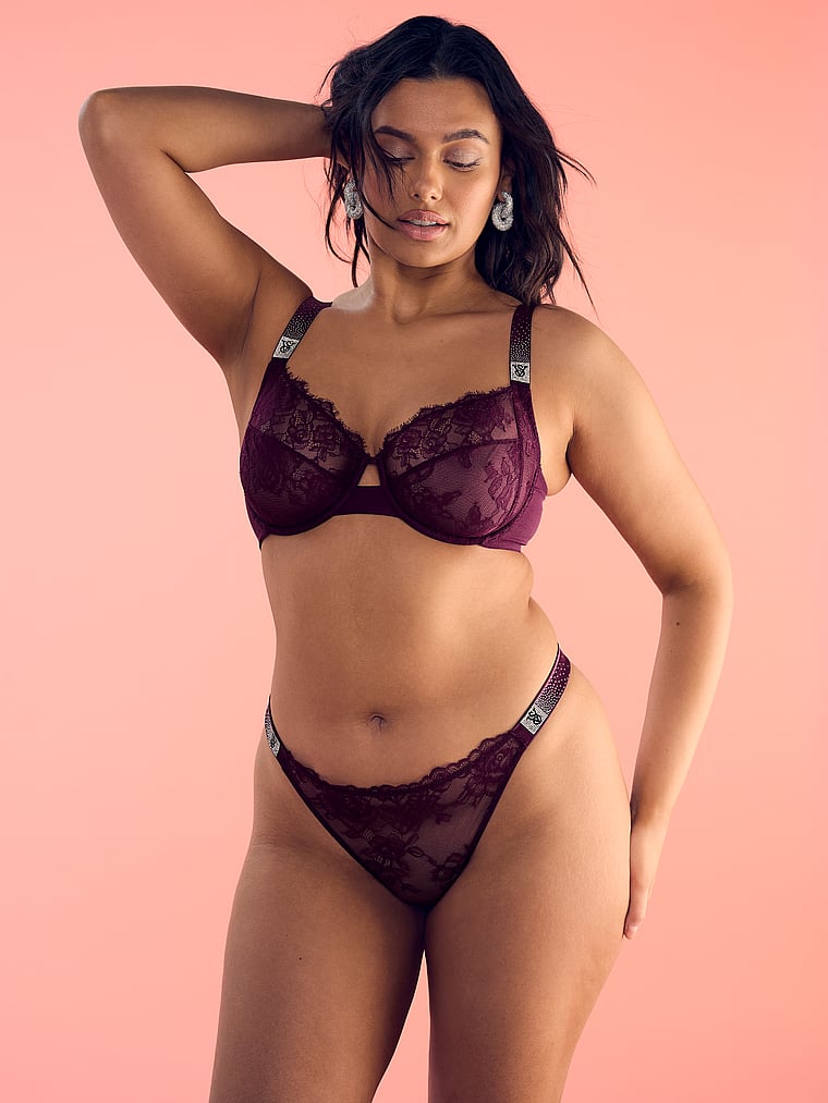 Scattered Shine Strap Lace Thong Panty