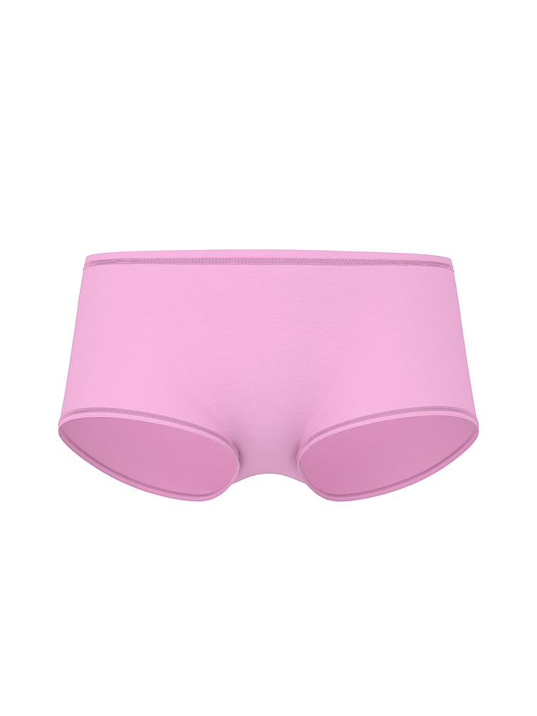 PINK Cotton Boyshort Panty, Pink Lollipop with PINK Graphic, offModelFront, 3 of 3