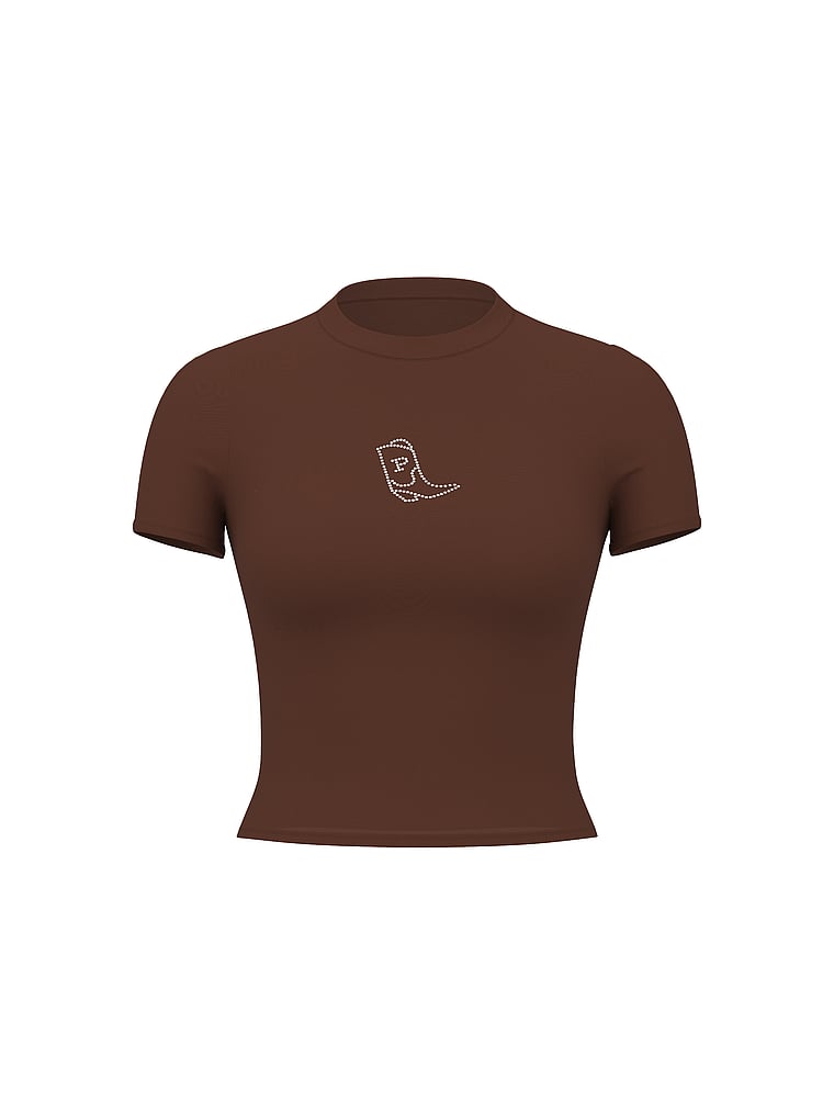 PINK Cotton Baby Tee, Ganache Western Bling, offModelFront, 4 of 4