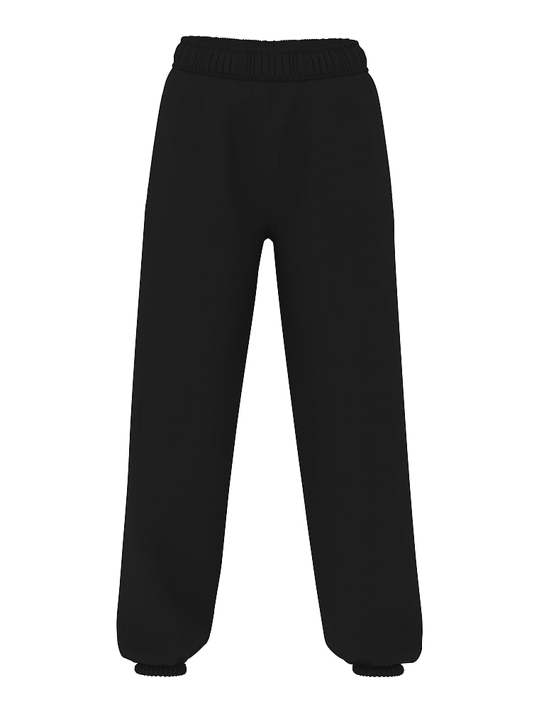 PINK Ivy Fleece Campus Sweatpants, Pure Black, offModelFront, 4 of 4