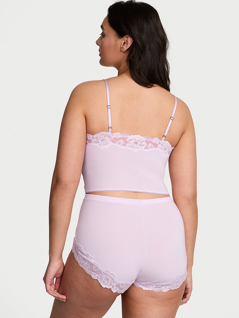 Modal Soft & Lace Trim Straight-Neck Cami Set