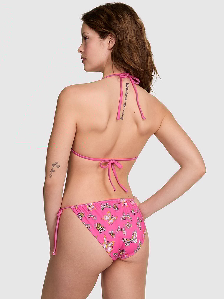 PINK SWIM Charmed Triangle String Bikini Top, Limited Edition Pink Butterfly, onModelBack, 2 of 5 Taylor is 5'8" and wears 32B or Small