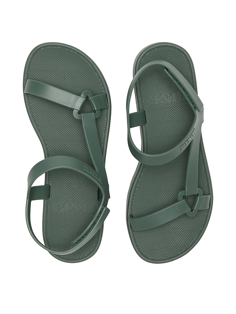 PINK Strappy Platform Sport Sandals, Faded Sage, offModelBack, 2 of 2