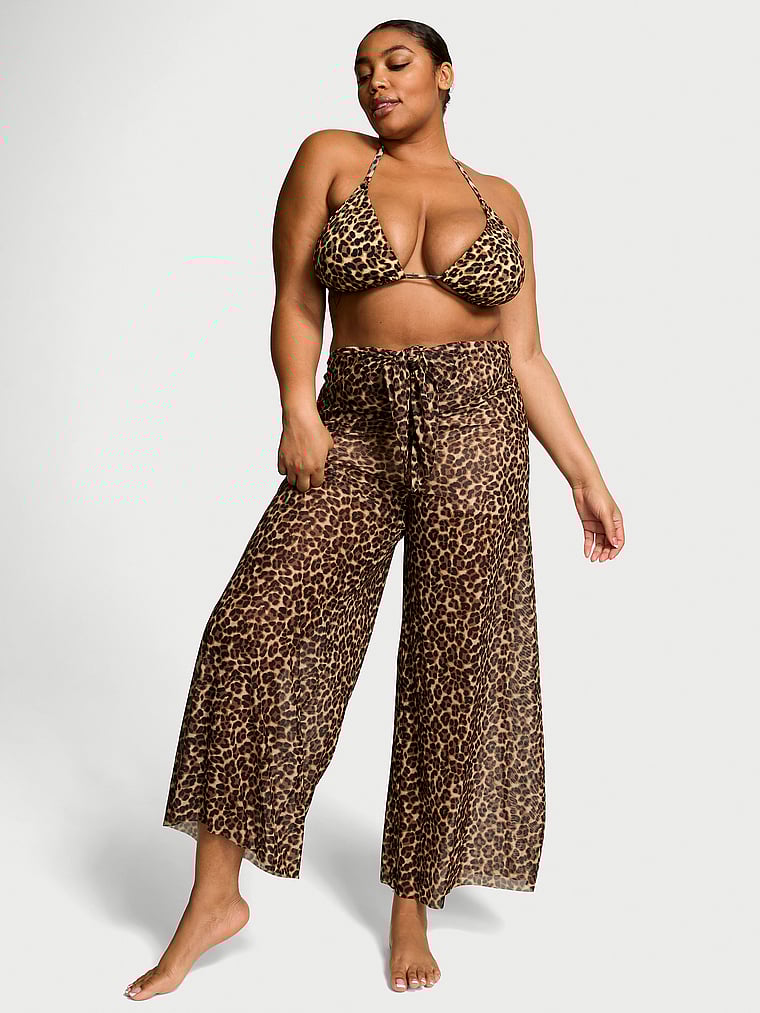 Victoria's Secret, Victoria's Secret Swim Beachwear Mesh Tie-Front Cover-Up Pants, onModelFront, 1 of 4