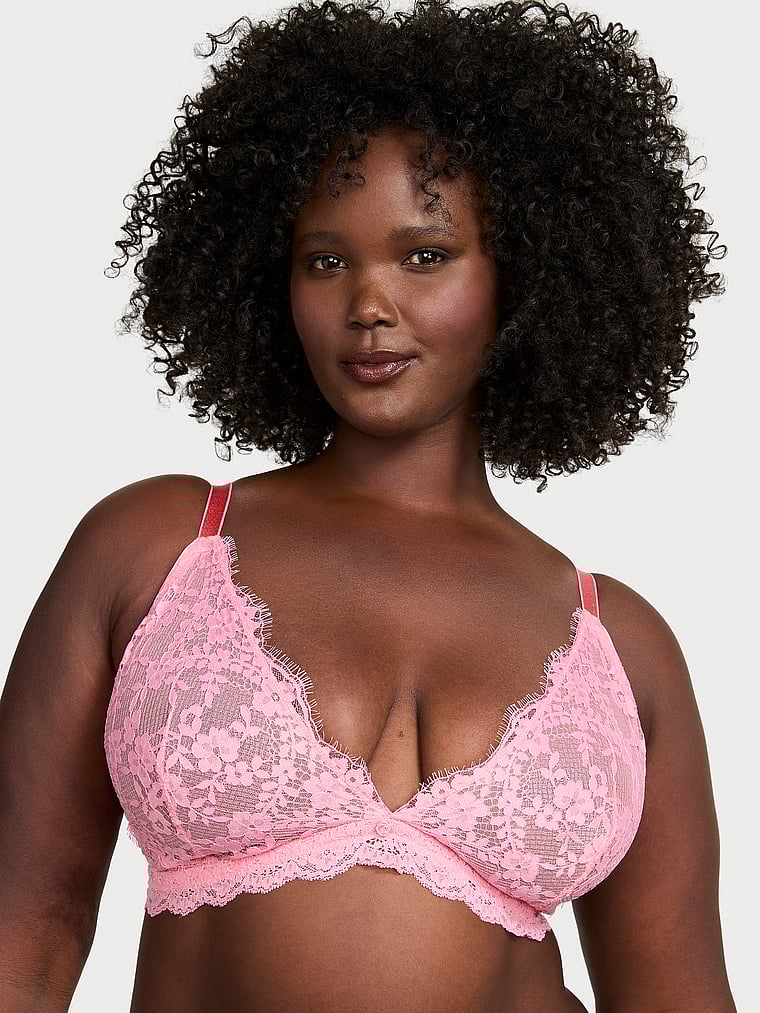 Victoria's Secret, Dream Angels Lace Triangle Bralette, onModelFront, 1 of 3