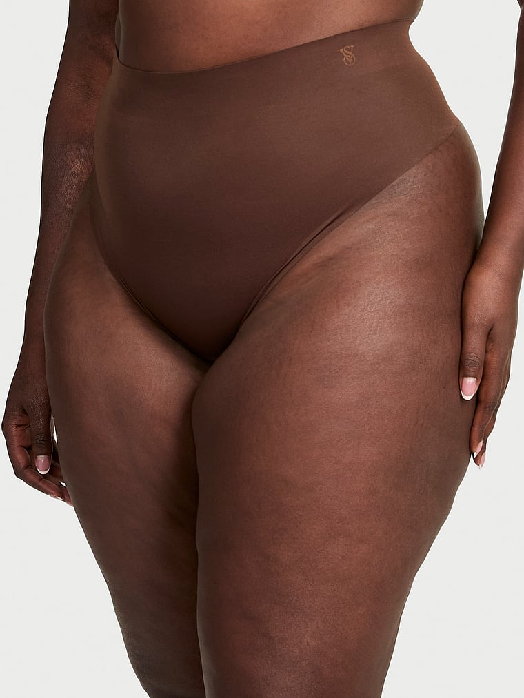 Victoria's Secret, Victoria's Secret Shapewear by Victoria SheerSmoothing™ High-Waist Thong Panty, Ganache, onModelFront, 1 of 3