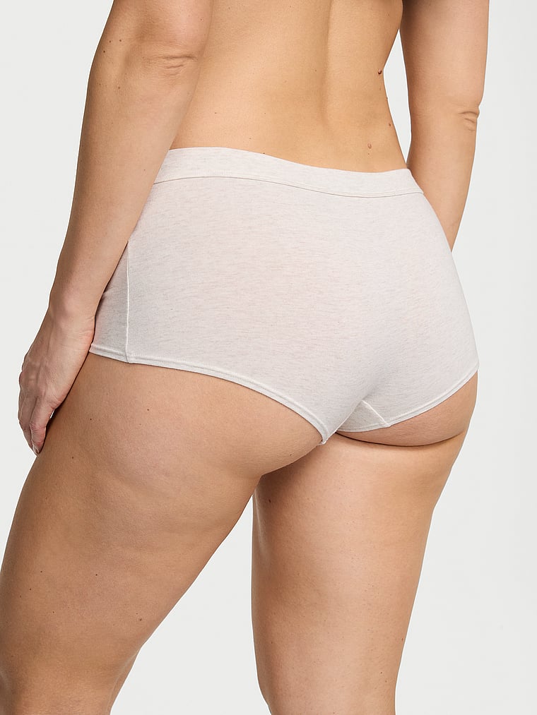 Victoria's Secret, Cotton Logo Cotton Boyshort Panty, Heather Natural, onModelBack, 2 of 3 Katherine is 5'10" and wears Large