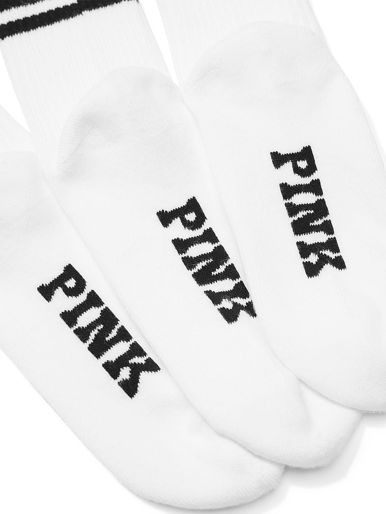 PINK 3-Pack Crew Socks, Optic White, onModelBack, 2 of 2