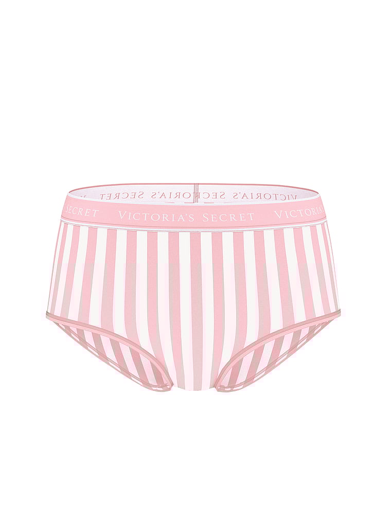 Victoria's Secret, Cotton Ultra-Fine Modal Logo Modern Brief Panty, Pretty Blossom Stripes, offModelFront, 3 of 3