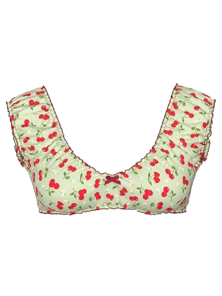 PINK by Frankies Bikinis Hudson Bikini Top, Cherry Hearts, offModelFront, 3 of 3
