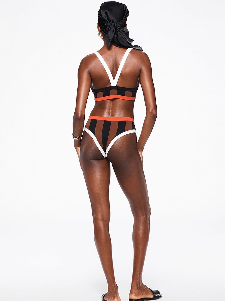 Victoria's Secret, Tropic of C La Plage Bikini Top, Brown/Black Stripe, onModelBack, 2 of 5