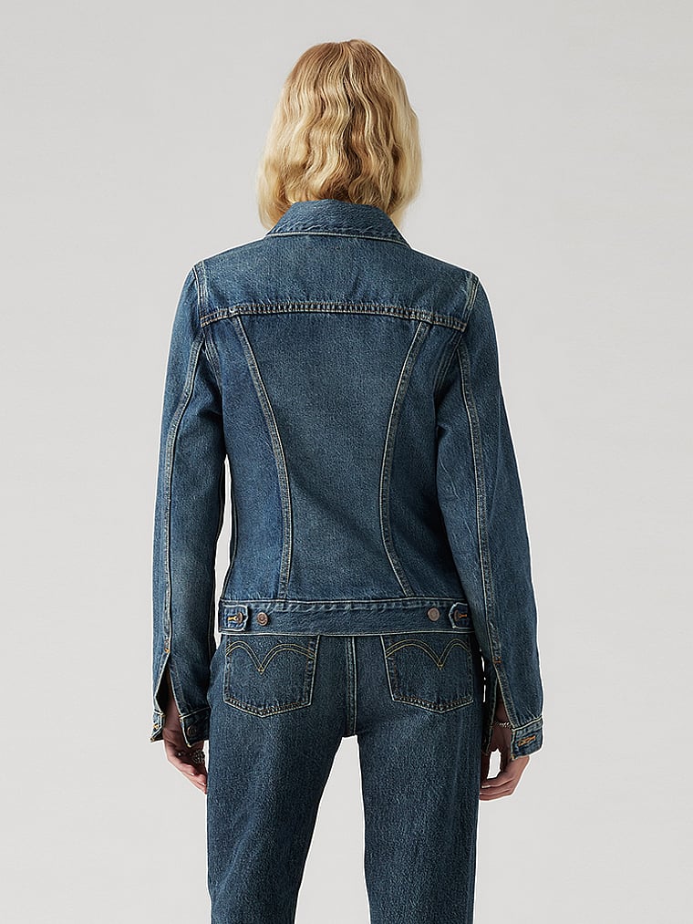 Victoria's Secret, Levi's Original Trucker Jacket, Soft as Butter Dark, onModelBack, 2 of 3