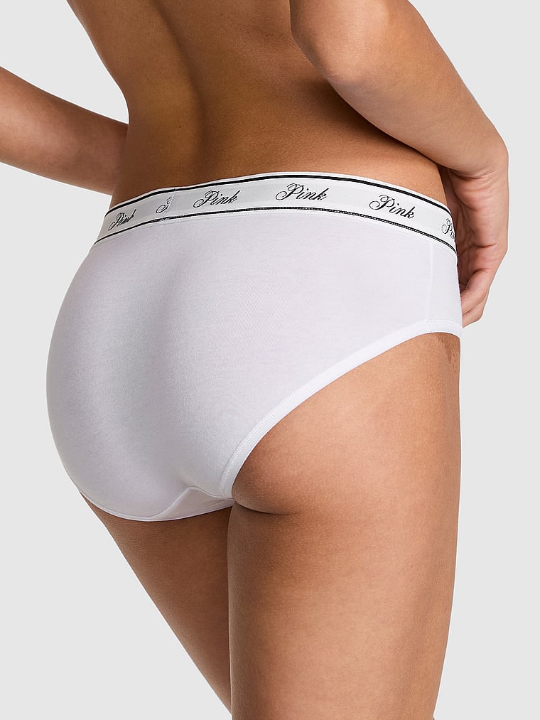 PINK Logo Cotton Hiphugger Panty, VS White, onModelBack, 2 of 2 Gloria is 5'9" and wears Small