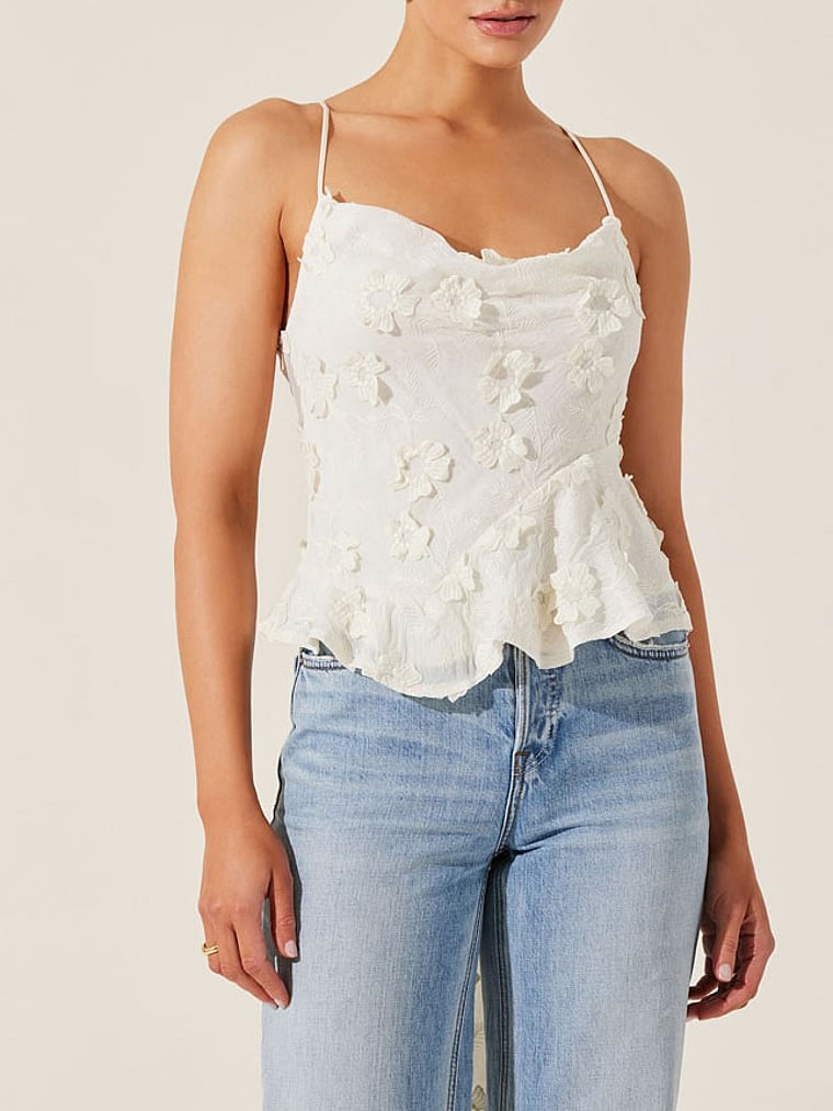 Victoria's Secret, Astr The Label Everli Top, Cream, onModelFront, 1 of 4