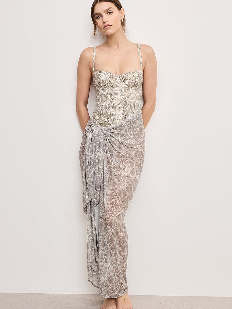 Victoria's Secret, Good American Mesh Sarong, Ssp Print, onModelFront, 1 of 4